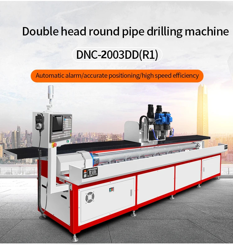 DNC-2003DD(R1) Automatic Rotation Axis 2 Spindle 4-Axis Metal Round Pipe Drilling Tapping Machine